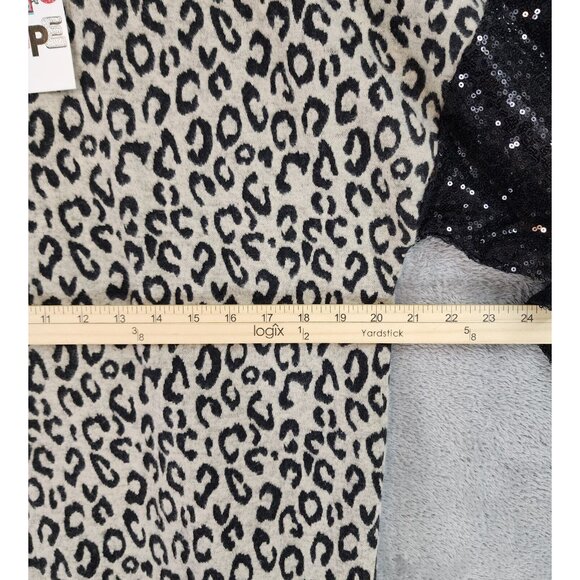 The ZigZag Stripe Sweater Womens Large Black Leopard Sequin Momcore Pullover - Picture 4 of 10
